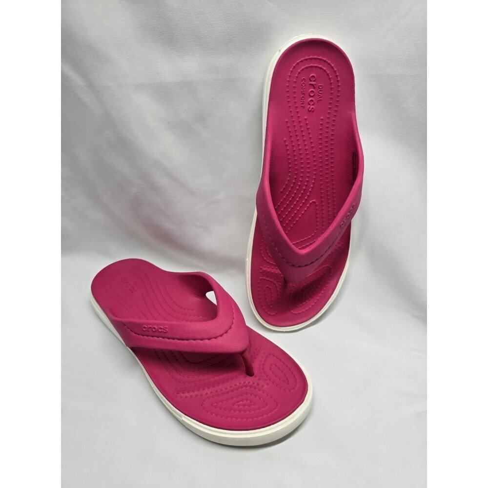 Crocs Dual Womens Comfort Pink Citilane Flip Flop Rubber Sandals Size US 8